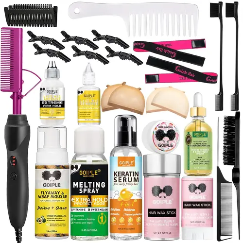 Goiple Electric Hot Comb - Salon Hair Tool for Wigs & Natural Hair, Multi-Functional Straightener, Heat Pressing Comb & Curler, Keratin Straightening Kit, Elastic Beauty Product for Girls, Ideal Gift