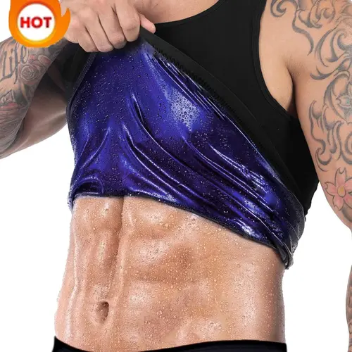 Men's Round Neck Sauna Tank Top, Sleeveless Sports Sweat Vest, High Stretch Workout Gym Exercise Top for Men