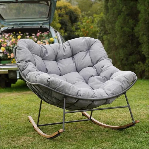 GRAND PATIO Modern Egg-Shaped Royal Rocking Chairs - Fixed Arms, Cushions, Steel Frame, E-Coated Steel Resists Outdoor Wear, Heavy-Duty All-Weather Indoor/Outdoor Home Furniture for Front Porch Balcony Seating