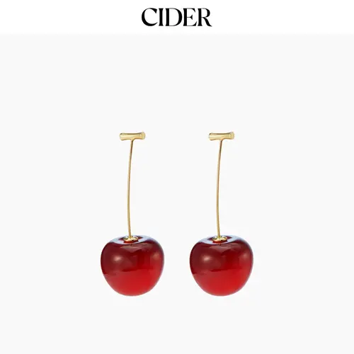 Cider [one-size] Cute Cherry Drop Earrings