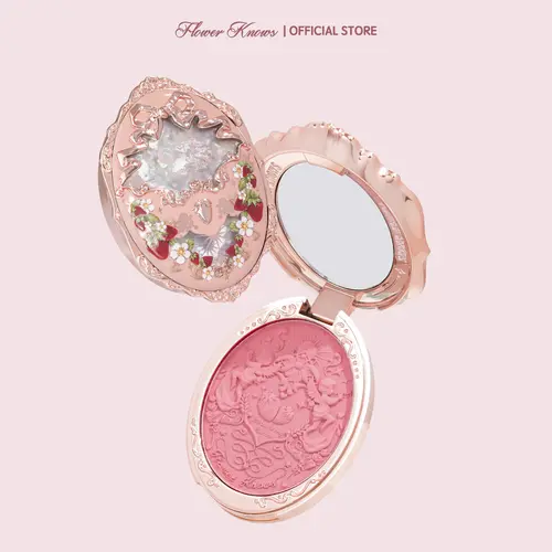 Flower Knows Strawberry Rococo Collection Embossed Vegan Pink Blush - Long-Lasting Smooth Silky Powder, Sakura Fragrance, French Matte Finish, Makeup Products for Adults, #tiktokshopbacktoschool, #sohochic