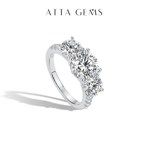ATTAGEMS 4.0ct Round Cut Prong-Set Artificial Gemstone Solitaire Ring for Female Adults, Elegant Fashion Ring for Wedding Engagement (R110)