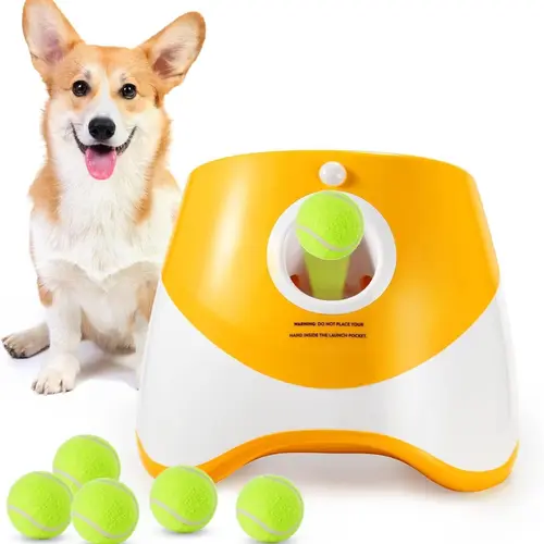 Automatic Dog Ball Launcher with 3 Mini Tennis Balls (2 Inch), 3 Adjustable Distances, Small & Medium Dogs Interactive Toy for Indoor Outdoor Play Durable Chew sohochic sohochic sohochic sohochic sohochic