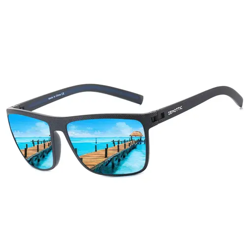 ZENOTTIC Trendy Square Polarized Sunglasses - TR90 Full Rim Tac Lenses, UV400 Protection, Built for Driving Focus, Great for Boating & Ski, Less Squinting, Mens Gifts, Gifts for Boyfriend, Father's Day Accessory
