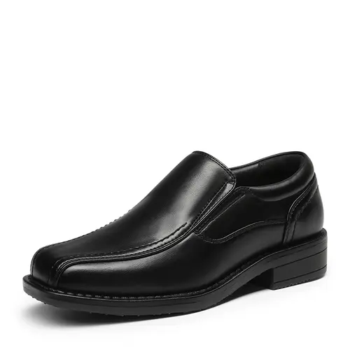 BRUNO MARC Boys' Classic & Versatile Faux Leather Round Toe Slip-on Dress Loafers - Memory Foam, Elastic Sides, Synthetic Material, TPR Wear-Resistant, Party Ready, Formal Look, Sizes 10-11 Years, Wedding