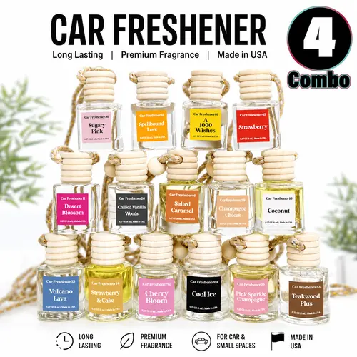 4 Multi Combo Pick Scent Car Freshener Hanging Air Diffuser Made in USA Long Lasting Car Fragrance Woody Aromatic