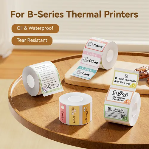 NIIMBOT Large Format Thermal Label Paper - Colored Transparent, Water/Oil/Tear/Scratch Resistant, BPA-Free - Compatible w/   B-Series Thermal Label Printer - for Home, Name Labels & Commercial Use,back to school,back to school haul