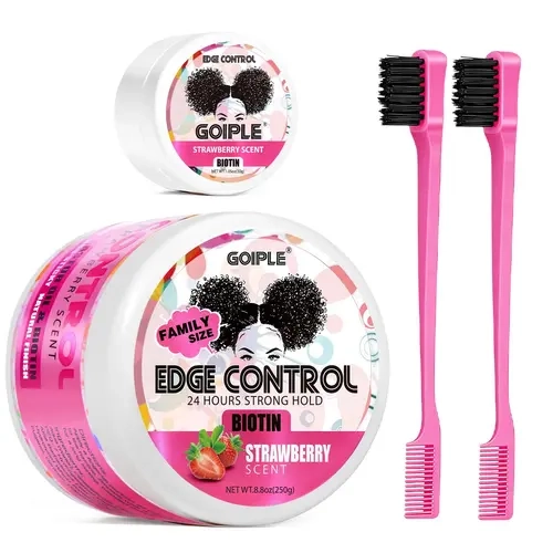 Goiple Strong Hold Edge Control Wax - Non-Greasy Styling Tamer for Black Organic Curls, No White Residue, Strawberry Scented Haircare Hair Products Self Care Products, Gel Haircare