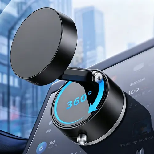 Joytutus Magnetic Car Phone Holder - Strong Retractable Suction Cup, Foldable Adjustable-Length Arm, 360° Rotating Ball, Protective Layer, 4.0–7.0" Fit, Hands-Free Cars Accessories, Magnetic Phone Mount for Vehicle Use, Phone Holder For Car