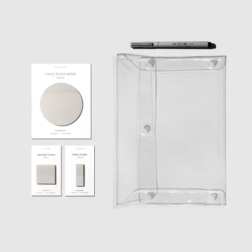 Color Bundle - Includes Pouch, Transparent Circle Sticky Notes, Page Flags & Pen for Creative Organization