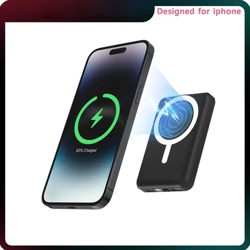 Podoru 10000mAh Soft Silicone MagSafe Magnetic Power Bank Multi-Pack with USB-C Cable - EDC Gear, Everyday Carry iPhone Charger, Smartphone Devices Accessory, Wireless Charging, Manufacturer Warranty for iPhone 17/16/15/14/13/12 Series Black Phones