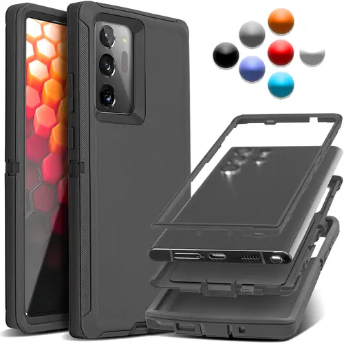 Triple-Layer Rubber Heavy Duty Mobile Phone Case - Anti-Drop, Drop-Proof, Less Slip-in-Hand Accessories for Samsung Galaxy Note 20, 20 Ultra, 10, 10 Plus