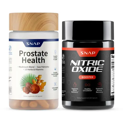 Ultimate Men's Health Bundle - Snap Supplements - Nitric Oxide Booster 60ct + Prostate Health Bundle - Natural Supplement Capsules - Support Blood Circulation & Prostate Health