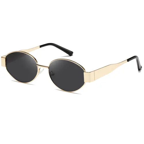 KIMORN Women's Retro Oval Metallic Alloy Sunglasses - UV400 UV-Protection Tinted Lenses, Lightweight 00s Vintage Shades, Stylish Accessories for Outdoor Driving, Beach, Effortless Chic Sunglasses for Women