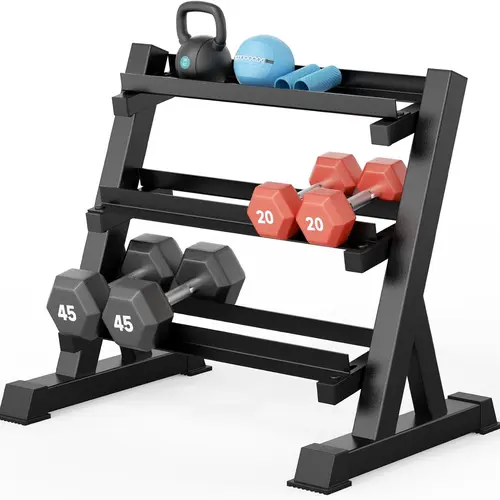 YOLEO 1100LBS Dumbbell Rack- Adjustable 3 Tier Weight Rack for Home Gym, Heavy Duty Weight Storage Organizer Dumbbell Storage Stand Holder(Rack Only) Display Shelf Multicolor
