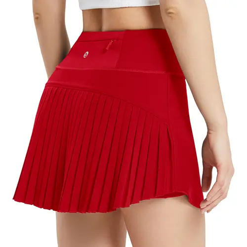 Baleaf Women's A-Line Flowy Pleated Skirts for Women - High Waisted, Tummy Control, Lightweight with Pockets, Silicone Leg Grippers, 8.8% Spandex 91.2% Polyester, Tennis & Golf Skort