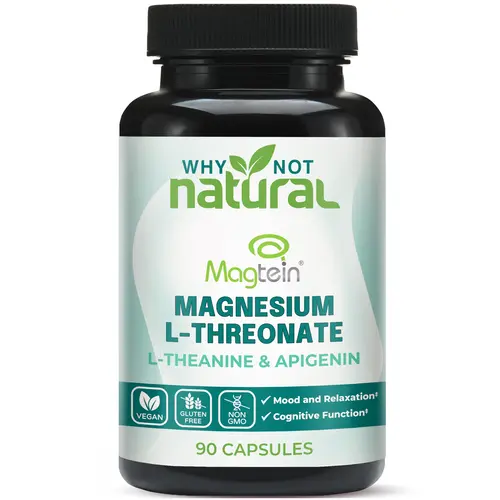Magnesium L-Threonate Complex with Apigenin and L-theanine 90 Capsules, Patented Magtein Supplement from Why Not Natural Fitness Healthcare