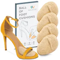 Walkize Metatarsal Pads Heel Inserts for Women Ball of Foot Cushions - 2 Pairs - All Day Pain Relief and Comfort One Size Fits Shoe Insoles Beige Footwear, Soft, Office Wear