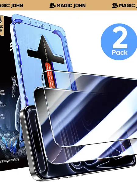 MAGIC JOHN 2-Pack Screen Protector for iPhone, Samsung, and Google–Crystal Clear, Scratch-Resistant, Ultra-Smooth Touch, Privacy Protection, Circular Polarized Eye Protection, Easy Installation summerwins