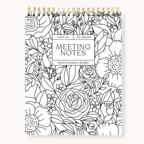 Elyse Breanne Design Aesthetic Notebook, Color-In Meeting Notes Notepad with Top Spiral, Coloring Page Border & Floral Office Supplies, College Ruled Paper Pad for Brainstorming Doodles, Stationery Gift, Notepads, Spiral Notebook, Doodle Style Notebooks