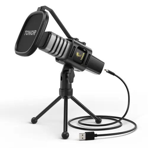 TONOR TC30&TC777 Pro Cardioid Condenser RGB Mic Kit - Wired USB-C Recording Mic with Plug, Adjustable Shock Mount, USB-A Cable, Pop Filter, Foldable Tripod, Noise Reduction for Gamer Stuff, Streaming Setup, Work from Home (PC, Laptop, Windows, PS4, Linux)