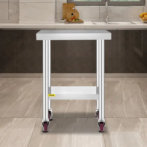 【DealsForYouDays】VEVOR Stainless Steel Work Table, Various specifications, With 4 Wheels Heavy Duty Commercial Food Prep Worktable with Brake for Kitchen Prep Work,Stainless Steel Work Table