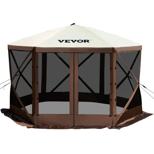 【BackToSchool】VEVOR Camping Gazebo Screen Tent, Two Version, 6 Sided Pop-up Canopy Shelter Tent with Mesh Windows, Portable Carry Bag, Stakes, Large Shade Tents for Outdoor Camping, Lawn and Backyard,summerwins
