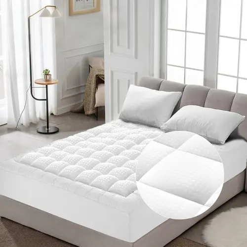 [backtoschool] WeCharmer 500g Quilted Mattress Pad Topper - Cooling Fitted Bedding Mattress Cover, Cool Touch Protector, Soft, Breathable, 8-21 in Deep Pocket, Cooling Mattress Protector,summerwins,back to school,back to school shopping,home decor