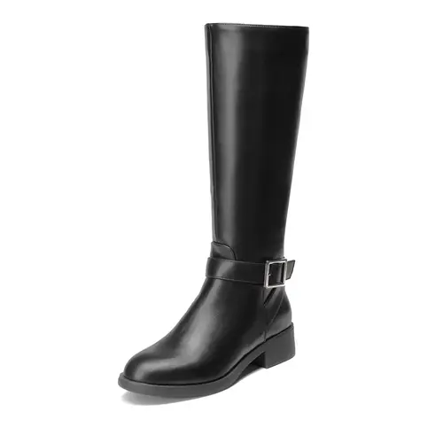 Dream Pairs Women's Knee-High Riding Boots - Western-Inspired Equestrian Lines, Side-Zip,  Cowgirl Style, Block Heel, Elastic Band, Alternative Design, Business-Ready, Chunky Low Heel, Breathable Liner, Shoe, Walking Shoes, Cowgirl Boot