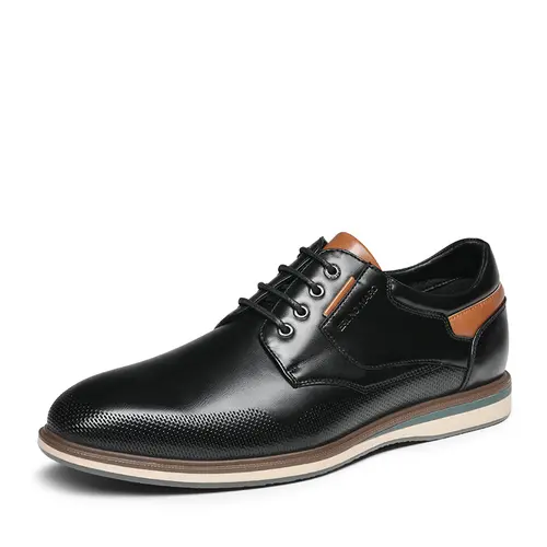 BRUNO MARC Men's Plain Toe Synthetic Lace-Up Oxford Footwear, Wide-Fit Soft Foam-Padded Memory Cushion, Breathable Flexible Rubber Sole Men's Shoes for Office Events, Daily Wear