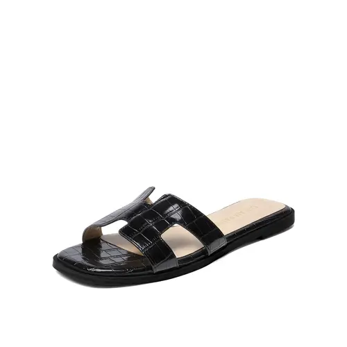 Dream Pairs Women's Classic Cutout Slide Sandals - Slip-On Open Toe Faux Sheepskin Footwear with Light Flexible Sole, Fashionable Footwear for Casual Summer Resort Activities, Slides for Women, Chic Sandals & Flip Flops