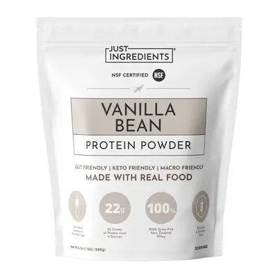 Just Ingredients Vanilla Bean Protein Powder – 30-Serving Blend with 100% Grass-Fed Whey & Organic Plant Proteins – Real Vanilla Bean & Cinnamon – Supports Muscle Recovery, Energy*