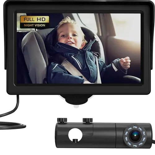 #SummerVibes Car Mirror, Grownsy Baby Car Monitor 4.3'' HD Display with Night Vision Feature,  Rear Facing with Wide Clear View