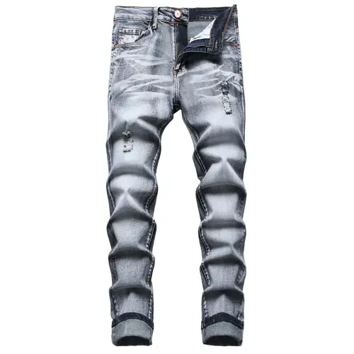 JUNBAOSS Men's Slim Fit Stretch Jeans Ripped Skinny Jeans for Men, Distressed Straight Leg Fashion Casual Popular Chic Comfort Flex Waist Denim Pants,Menswear Classic Street Style Cotton Fabric Jean Natural Hipster Personalized Stylish Jeans#SohoChic