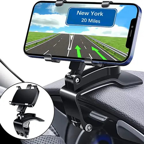 360 Degree Rotation Dashboard Car Phone Holder - Multifunctional One Hand Operation Clip Design Phone Mount Suitable 4-6.5 inch phones - Car accessories