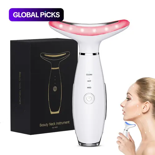 3-Color LED Facial Massager, Neck and Face Massager for Skin Care, Vibrating Beauty Tool, Facial Beauty Machine, for Double Chin Care, Wrinkle Remover, Facial Tools, Ideal Winter, New Year and Valentine's Day Gift #GLOBAL PICKS