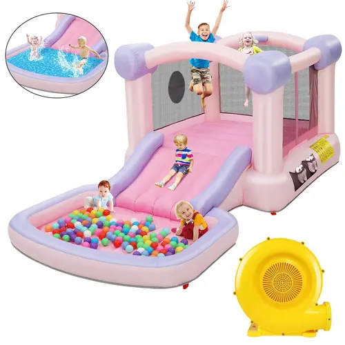 AKEYDIY Colorful Bounce House with Ball Pit, Inflatable Bouncy House for Kids All in One Jumping Castle, Wide Slide, Ball Pool, Basketball Hoop, Dart Target, Blower Included for Indoor Outdoor Backyard Party, mothersdaygift