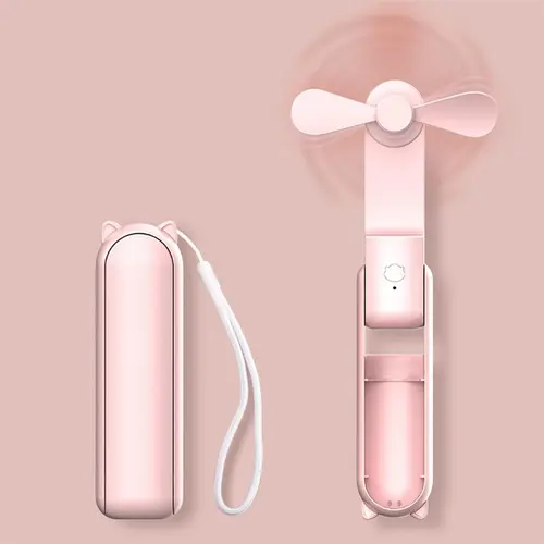 2 in 1 Mini Portable Handheld Fan, USB Rechargeable Personal Foldable Fan for Indoor, Small Pocket Fan Travel Essentials for Outdoor, Pocket Design Fan
