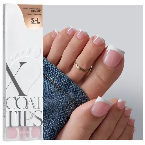 BTArtboxnails XCOATTIPS Toe Nail Tips - 160pcs  Real Square Pink French Tip Short Toenail Press Ons Fit for Short & Extra Short Toenails Bed,Soft Gel Toe Nail Tips for Women