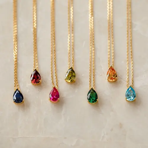 Ophelia Birthstone Necklace by Caitlyn Minimalist - Custom Teardrop Gemstone Necklace in 18K Gold - Dainty Jewelry - Birthday Gift
