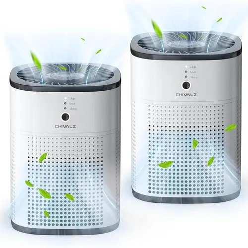 Chivalz 2-Pack Air Purifier for Bedroom Allergies & Pet Hair - 3-in-1 True HEPA Filter, 1-Button Control, Sleep Mode, Removes Dust, Smoke, Pollutants, Odors, Simple Setup, Household Fragrance Machine (HEPA Filter Replacements Compatible)