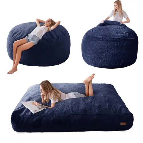 deals for you MAXYOYO Giant Bean Bag Bed, Faux Fur Convertible Bean bag to bed Folds from Lazy Chair to Floor Mattress Bed