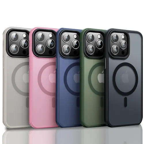 Magnetic Silicone MagSafe-Compatible Shockproof Translucent Matte Back Slim Cellphone Case with Button Protection, Wireless Charging Support - for iPhone 17 Air/17e/16/16e/15/14/13 Plus/12/11 Pro Max Phone Accessories, Casing
