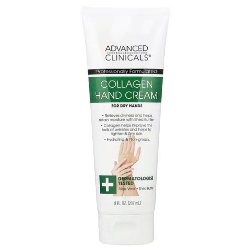 Advanced Clinicals Collagen Hand Cream,  8 fl oz (237 ml)