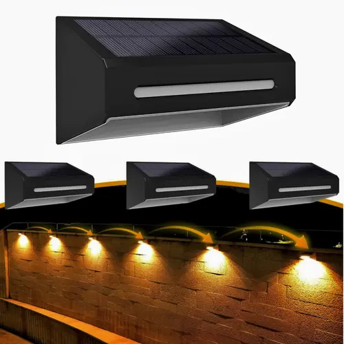 FabStyl Solar Outdoor Decorative Wall Lights, 9 Color Lighting Modes, IP65 Rated Waterproof Solar-Powered RGB LEDs, Memory Mode Recalls Last Choice, Synchronous Color Switching, for Deck, Yard, Patio