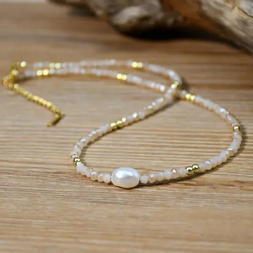 Faux Pearl Decor Artificial Crystal Beaded Necklace for Women, Statement Necklace, Decorative Necklace, Elegant Beaded Necklace for Daily Wear, Fashion Accessories for Party, Daily Clothing Decor
