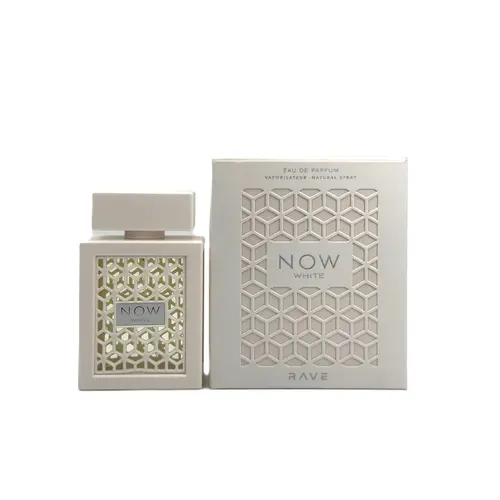 Lattafa Rave Now White Eau de Parfum - 3.4 fl oz Single Item Bottle, Unisex Fresh Amber Cologne with Citrus Mix, Green Tea & Patchouli Notes, Perfumes for Women, Self Care Beauty & Personal Care Product