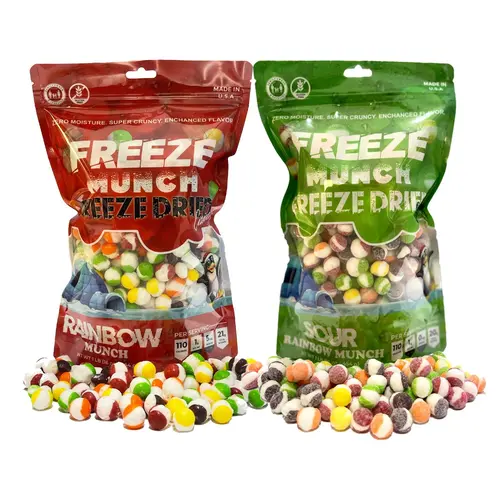 Best Value Bundle - 2 Pounds Freeze Dried "S" Candy Skizees (Original Rainbow Munch & Sour Rainbow Munch) Snack Sweet