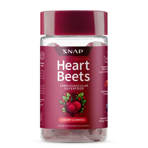 Snap Supplements - Heart Beets Gummies - 30 Servings - Natural Supplement - Cherry Flavor Dietary Healthcare