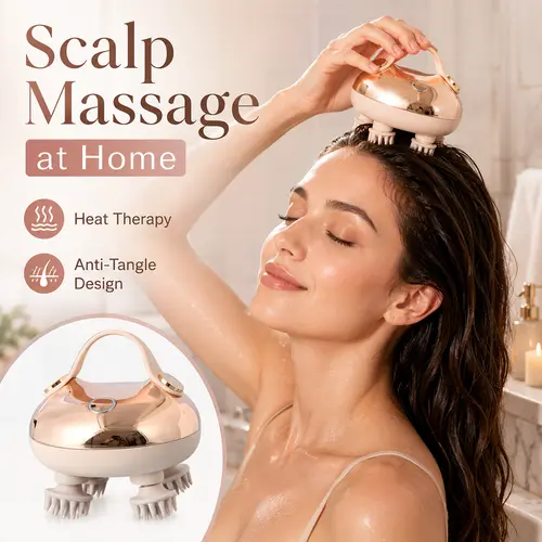 arboleaf Electric Head Massager, Portable Self-care Scalp Spa Device, Rechargeable Waterproof Scalp Massager with 8 Removable Massage Claws for Head Relax & Stress Relief